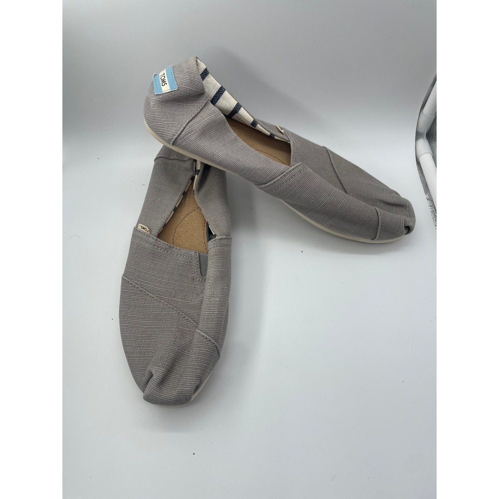TOMS Womens Alpargata Grey Canvas Slip On Flat Shoes Size 10 10011665